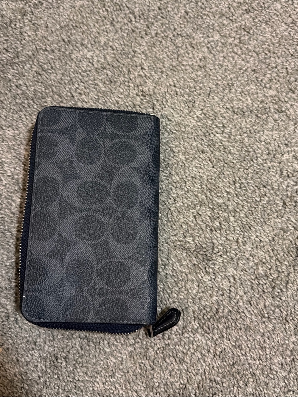 Coach Black Signature Zip Wallet with Gold Logo - Picture 2 of 3